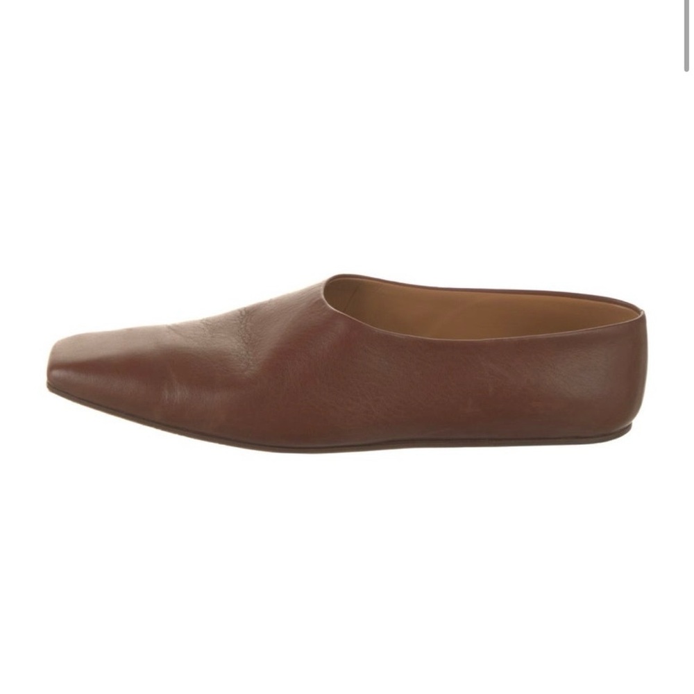 The Row Brown Leather Square-Toe Flat - Picture 2 of 5
